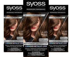 SYOSS Metallics 4-65 - Chocolate Copper - Permanente Haarverf - Haarkleuring - Grijsdekking - Voordeelverpakking - 3 Stuks