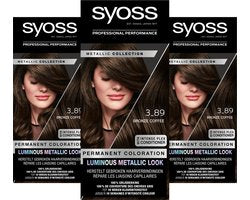 SYOSS Metallics 3-89 - Bronze Coffee - Permanente Haarverf - Haarkleuring - Grijsdekking - Voordeelverpakking - 3 Stuks
