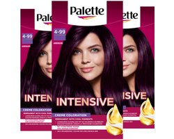 Palette - 4-99 Aubergine - Haarverf - Intensieve, Natuurlijke Kleuren met 100% Grijsdekking - Voordeelverpakking - 3 stuks