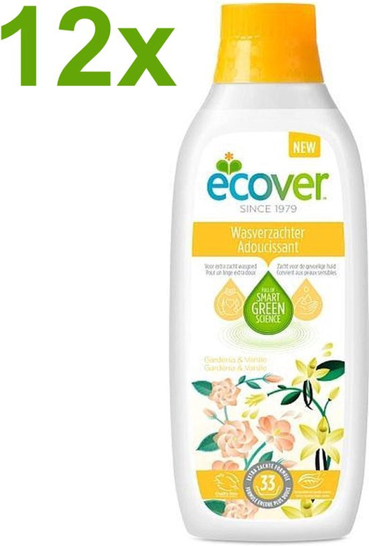 Ecover - Gardenia & Vanille - Wasverzachter - 12 x 1L - 396 Wasbeurten - Voordeelverpakking