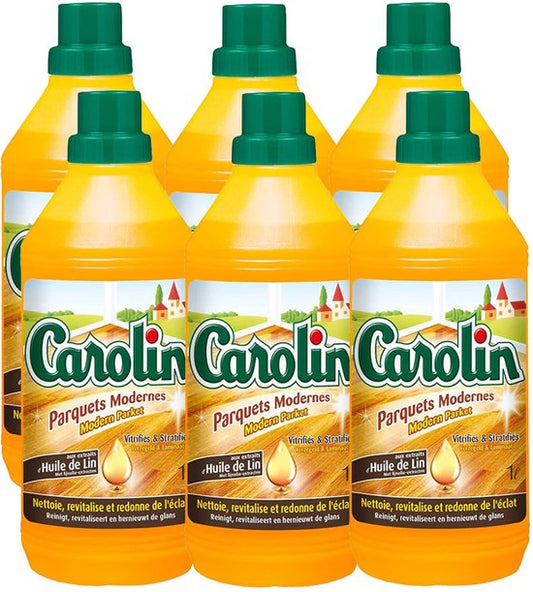 Carolin Vloerreiniger voor Modern Parket - 6 x 1L - Met Lijnzaadolie - Geschikt voor Geolied en Gelakt Parket - Voordeelverpakking