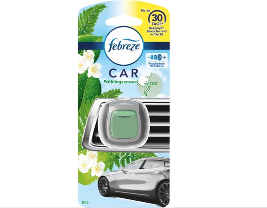 Febreze Auto Luchtverfrisser - Spring Awakening - 1 stuk - Met clip - Laat tot 30 dagen een lichte frisse geur achter - 2ml