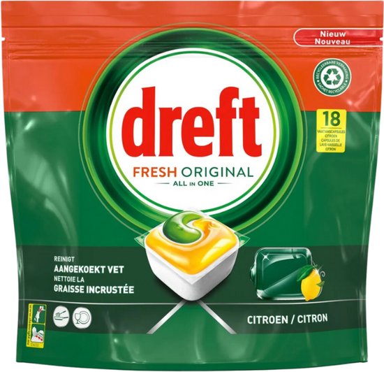 Dreft - Vaatwas - Capsule - Fresh Original - All in One - Citroen - 18wb
