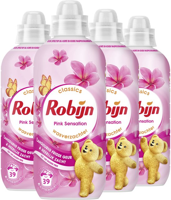 Robijn - Wasverzachter - Pink Sensation - 4 flessen - 156 wasbeurten - Voordeelverpakking