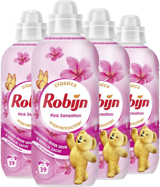 Robijn - Wasverzachter - Pink Sensation - 4 flessen - 156 wasbeurten - Voordeelverpakking