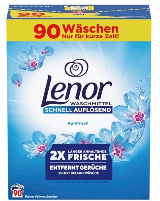 Lenor Aprifrisch – Waspoeder – 90 Wasbeurten – Snel Oplossend – Geurverwijderend