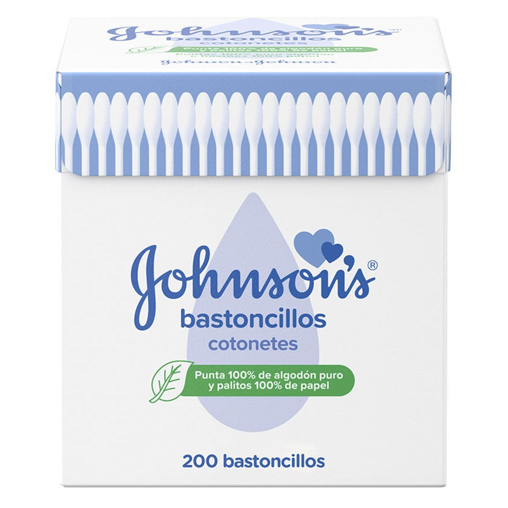 Johnson's - Wattenstaafjes - 100% Cotton Tips - 100% Paper Sticks - 200 Stuks