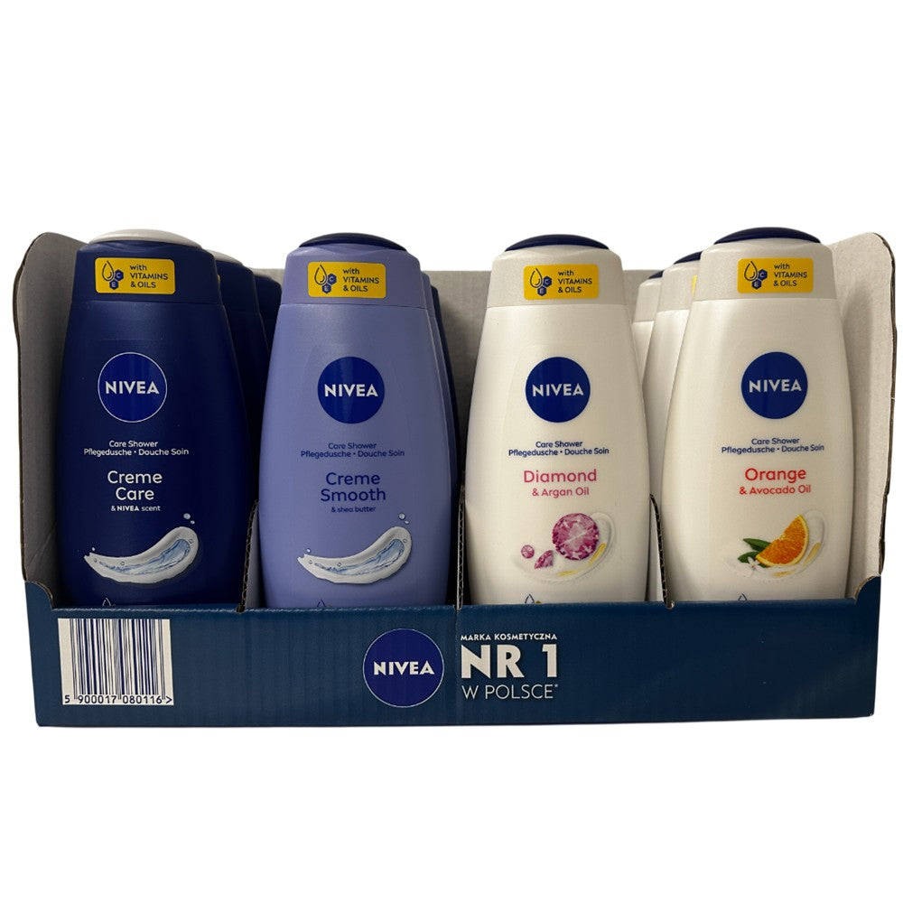Nivea - Display - Douchegel - 4 Assortimenten - 12 Stuks x 500ml