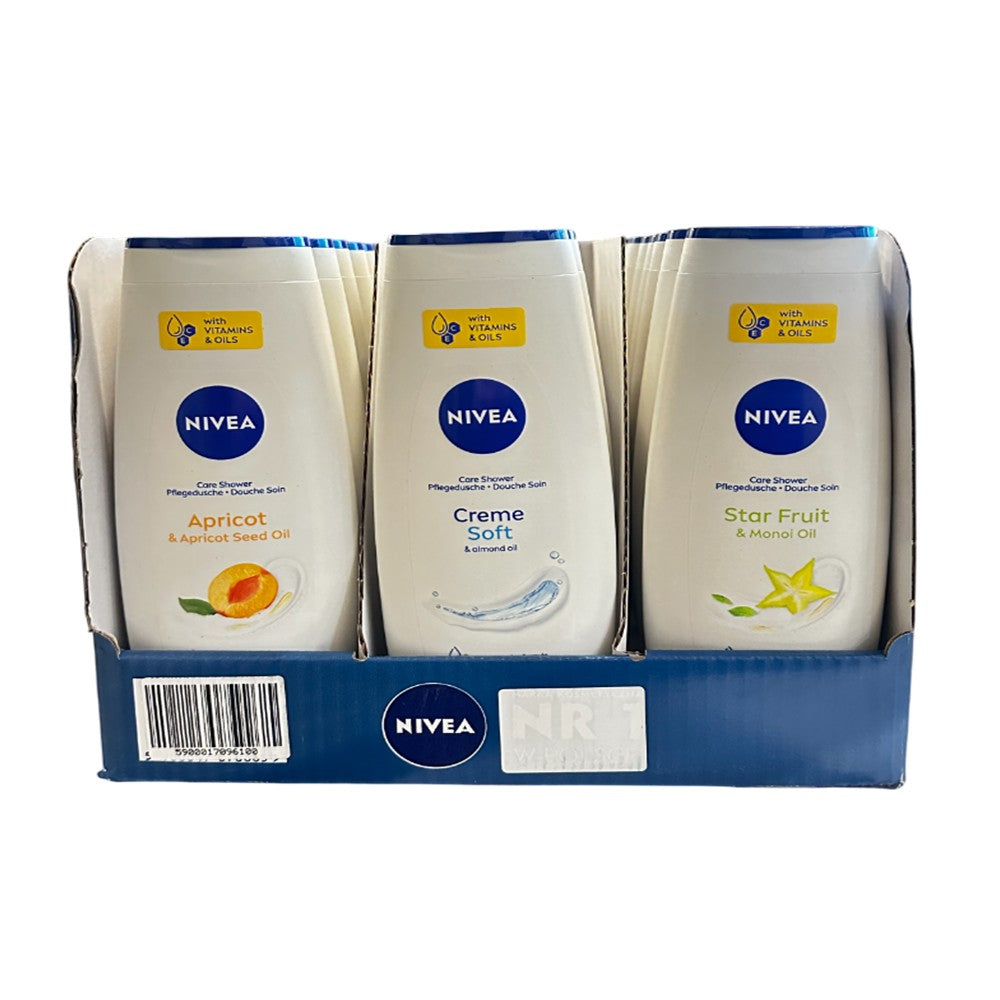 Nivea - Display - Douchegel - Creme Soft+Apricot+Star Fruit - 3 Assortimenten - 21 Stuks