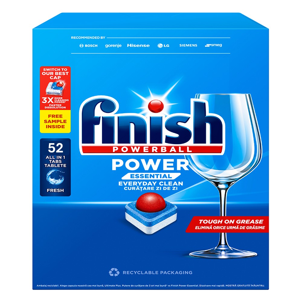 Finish Powerball - Vaatwas - Tablet - Power Essential - Everyday Clean - Regular - 52Wb/676g