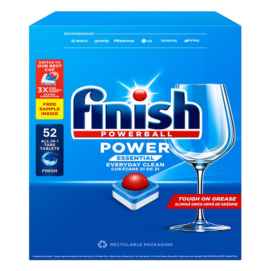 Finish Powerball - Vaatwas - Tablet - Power Essential - Everyday Clean - Regular - 52Wb/676g