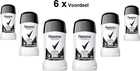 Rexona Motion Sense Invisible on Black & White Deodorant Stick 6 x 40 ml.