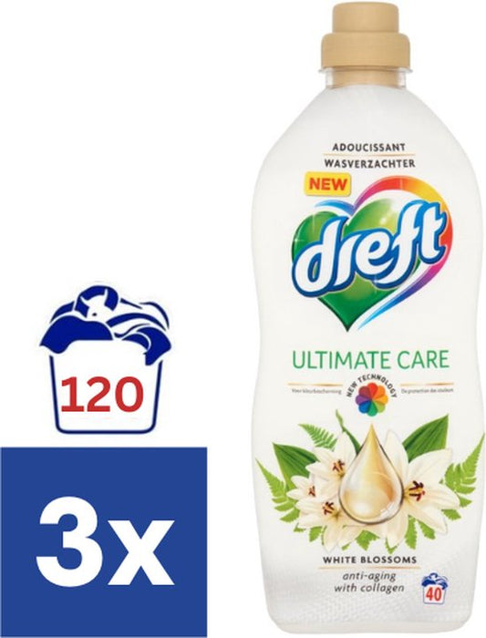 Dreft White Blossoms Wasverzachter - 3 x 1 l (120 wasbeurten)