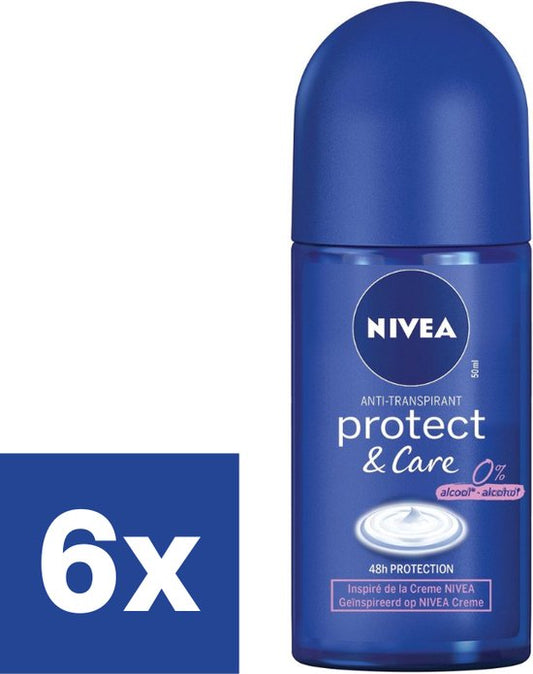 Nivea Protect & Care Deo Roll-on 0% Alcohol - 6 x 50 ml