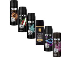 Axe Deodorant Spray 12 stuks - Voordeelverpakking Deo - 2X Dark Temptation - 2x Africa - 2x Apollo - 2x Gold - 2x Marine - 2x Excite