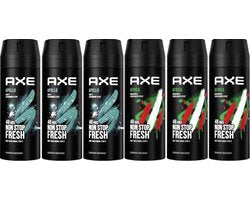 Axe Deodorant Spray 6 Stuks - Voordeelverpakking Deo - 3x Axe Apollo - 3x Axe Africa