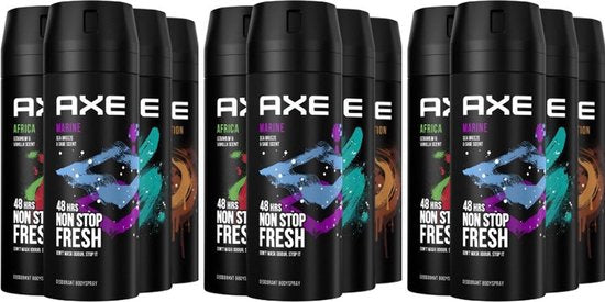 AXE Deodorant Bodyspray Mix 12 stuks - Marine / Africa / Apollo / Dark Temptation