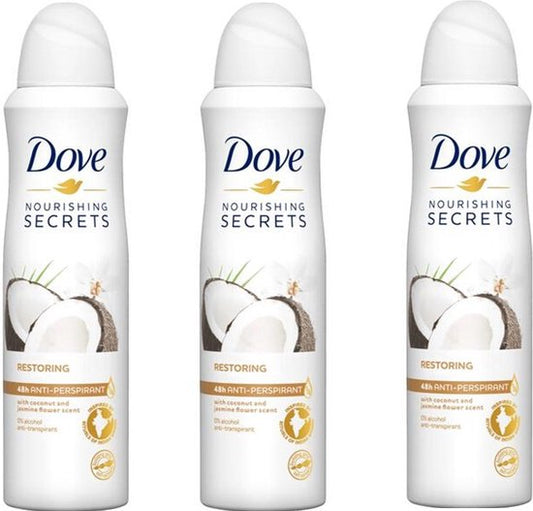 Dove Deo Spray - Restoring - 3 x 150 ml Kokos & Jasmijn