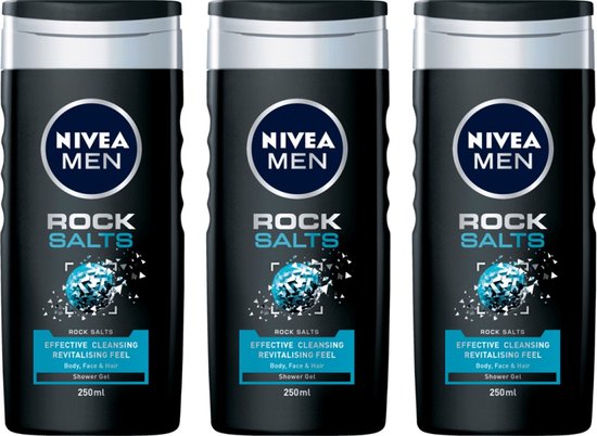 3x Nivea Men Rock Salts Douchegel 250 ml