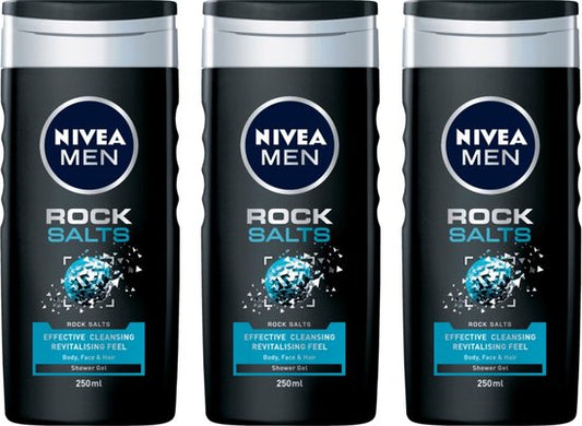 3x Nivea Men Rock Salts Douchegel 250 ml