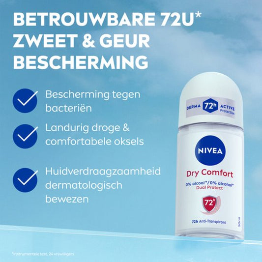 NIVEA Deodorant Roller Dry Comfort - 3 x 50 ml - Voordeelverpakking