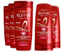L'Oréal Elvive Color Vive - Shampoo 3x 250 ml & Conditioner 2x 200 ml - Pakket
