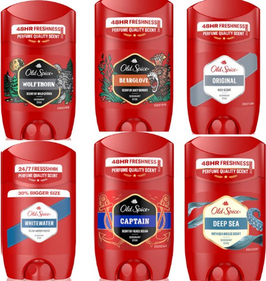Old Spice deo stick Original / Bearglove / Wolfthorn / whitewater / Deep Sea / Captain - luxe set 6 Stuks