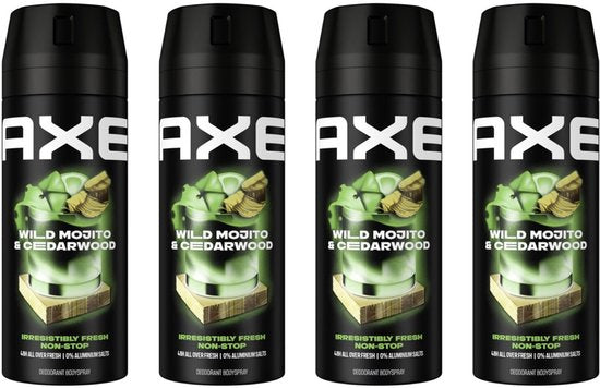 Axe Deo Spray - Wild Green Mojito + Cedarwood - 4 x 150 ml