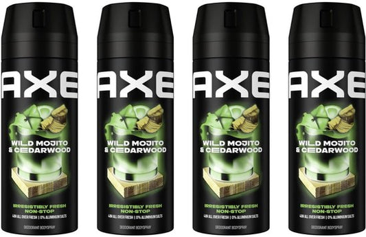 Axe Deo Spray - Wild Green Mojito + Cedarwood - 4 x 150 ml