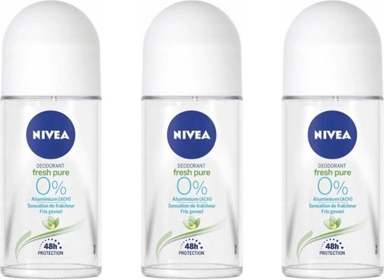 Nivea Deodorant Roller Pure & Natural Jasmine - 3 x 50 ml - Voordeelverpakking