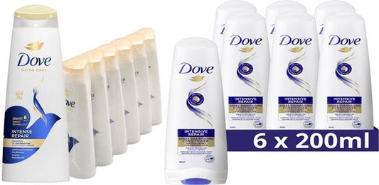 Dove - Intense Repair - Shampoo 6 x 250 ml & Conditioner 6 x 200 ml - Voordeelverpakking