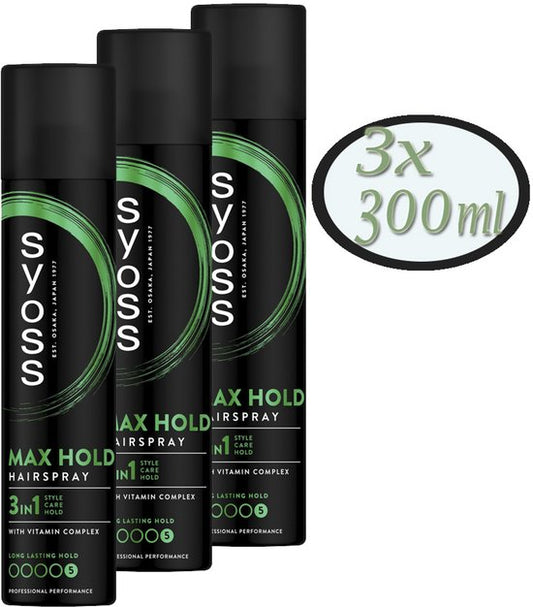 Syoss Hairspray Max Hold - 3x 300 ml