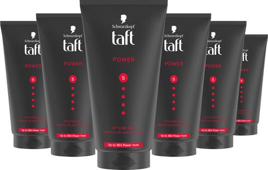 Taft Power Styling Gel - Haarstyling - Haargel - Sterke Fixatie - Korte Haartypes - Voordeelverpakking - 6x 150 ml