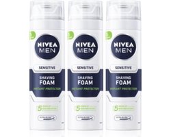Nivea Men Sensitive Scheerschuim 0% Alcohol - Voordeelverpakking 3 x 200 ml