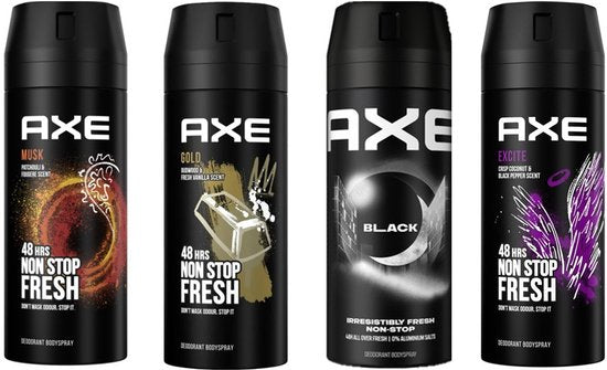 AXE Deodorant Spray - Voordeelverpakking MIX - Gold / Black / Musk / Excite - 4 x 150 ml Body Spray