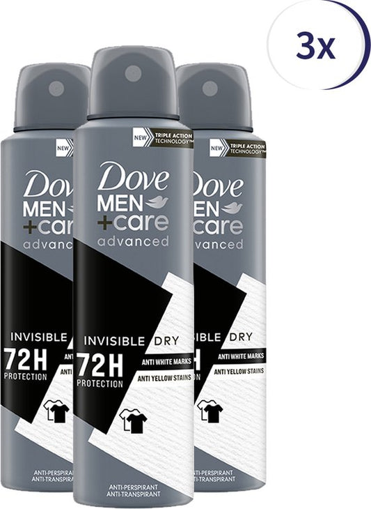 Dove Men+Care Deodorant Spray Invisible Dry - Voordeelverpakking 3 x 150 ml