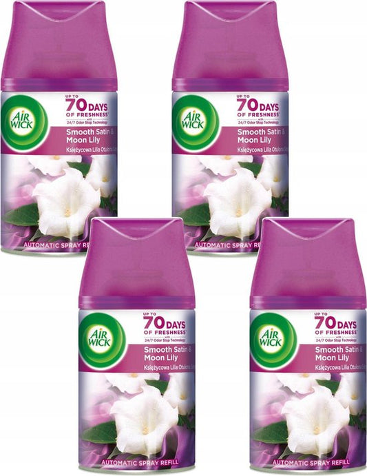 Air Wick Fresh Matic Navullingen - Smooth Satin & Moon Lily - Voordeelverpakking 4 x 250 ml