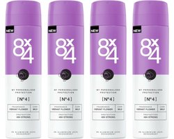8x4 Deodorant Spray No 4 Vibrant Flower - Voordeelverpakking 4 x 150 ml