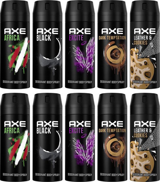 AXE Deo Spray MIX Bestsellers - 2 Africa / 2 Black / 2 Dark Temptation / 2 Excite / 2 Collision