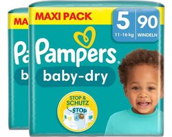 Pampers Baby-Dry luiers - Maat 5 - Maandbox - 180 stuks - 11/16 KG (2 x 90 luiers)