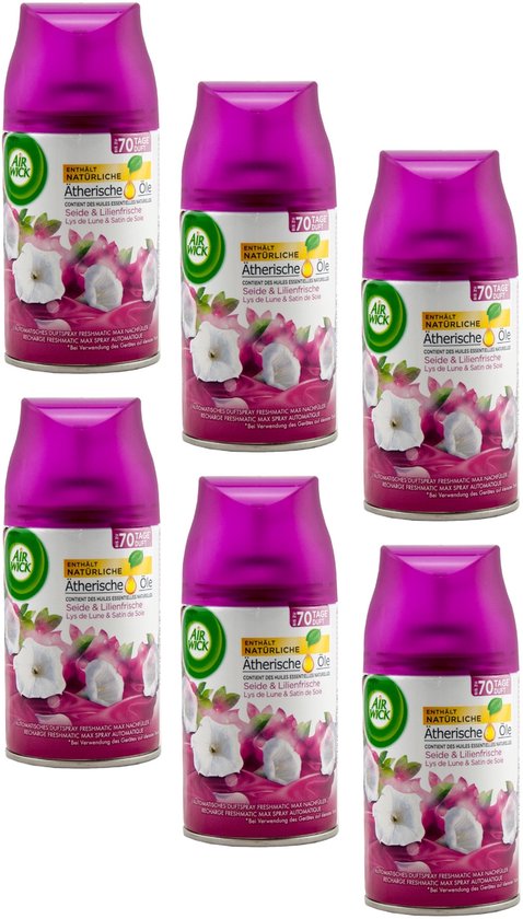 Airwick freshmatic Max Smooth Satin & Moon Lily - 6 x 250 ml - Navulling - Voordeelverpakking