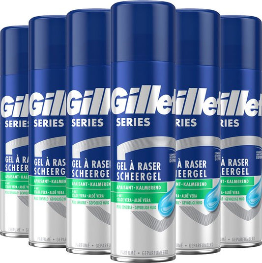 Gillette Series Gevoelige Huid Scheergel Mannen - 6x200ml Voordeelverpakking