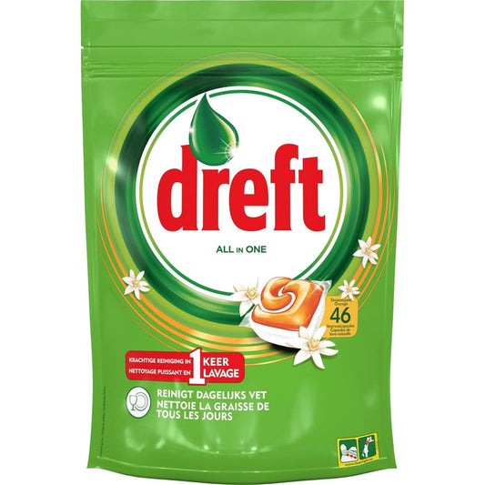 Dreft All-in One - Vaatwas - Capsule - Sinaasappel / Orange - 46Wb/621g
