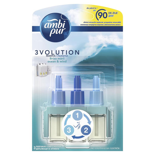 Ambi Pur - Elektrisch Luchtverfrisser - Navulling - 3 Volution - Ocean & Wind - 20ml