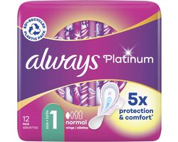 Always Platinum Normal - Maat 1 - Voordeelverpakking 8 x 12 stuks - Maandverband Met Vleugels