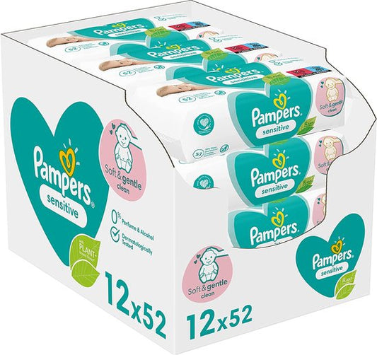 PAMPERS BILLENDOEKJES BABYDOEKJES SENSITIVE NAVULLING 624 Stuks