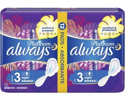 Always Platinum Day & Night - Maat 3 - Voordeelverpakking 10 x 12 stuks - Maandverband Met Vleugels