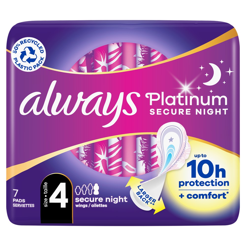 Always - Maandverband - 4 Secure Night With Wings - Platinum - 7 Stuks