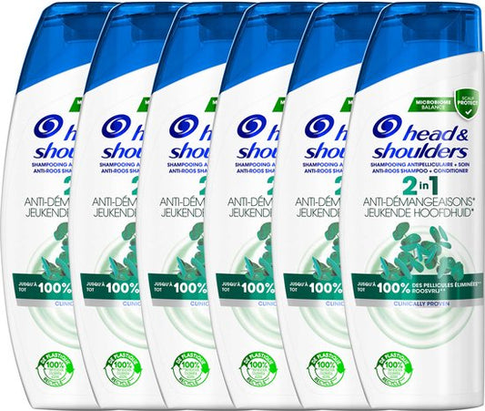 Head & Shoulders Jeukende Hoofdhuid 2in1 - Anti-roos Shampoo & Conditioner - Tot 100% Roosvrij - Voordeelverpakking 6 x 270 ml