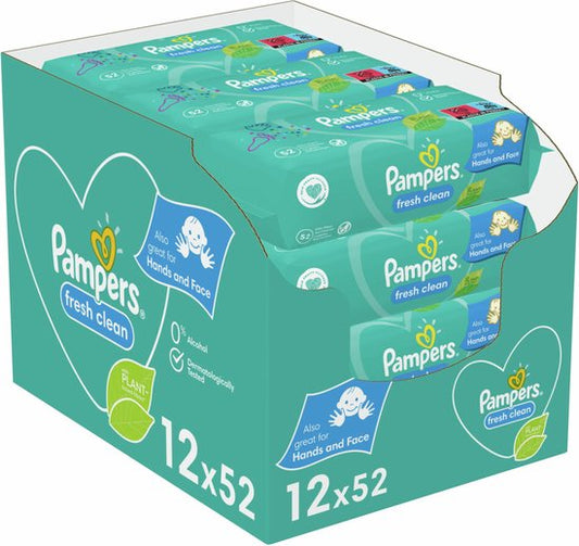 Pampers Fresh Clean Billendoekjes - 12 x 52 Doekjes
